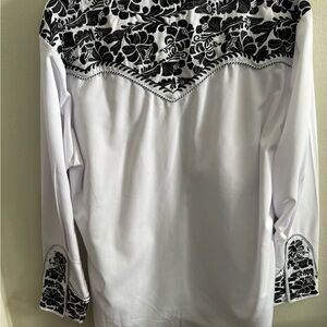 Scully Black and White Embroidered Button Down Shirt men